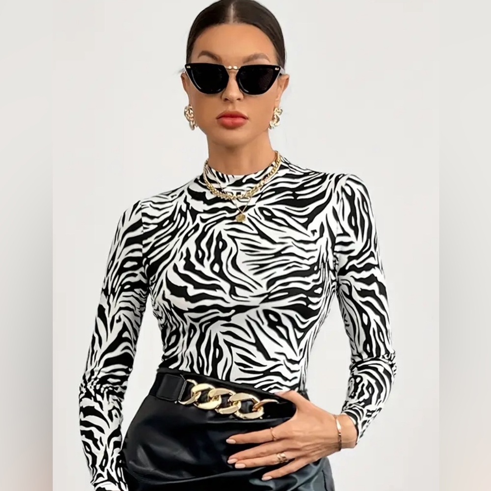 Zebra Print Long Sleeve Top